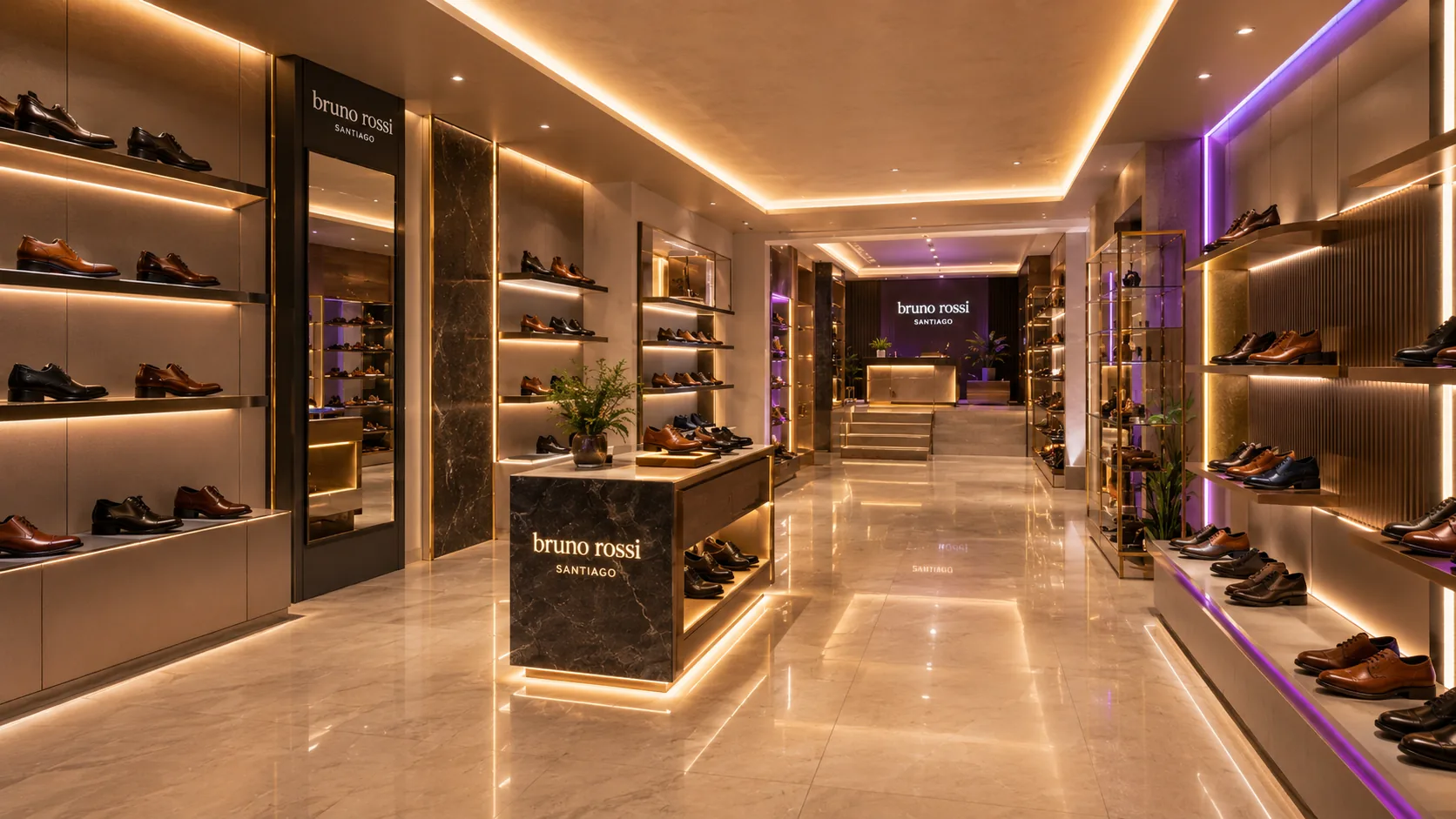 Tienda de calzado con nueva iluminación LED comercial